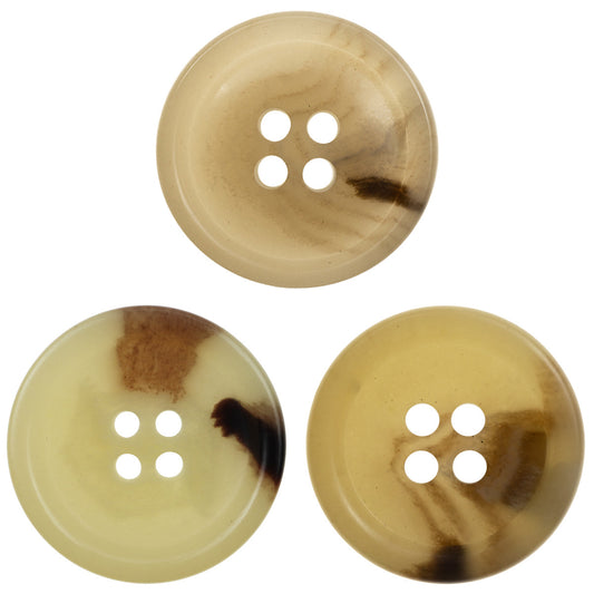 15mm/20mm Khaki Round Four-Hole Eco-Friendly Urea Buttons 18 Pack