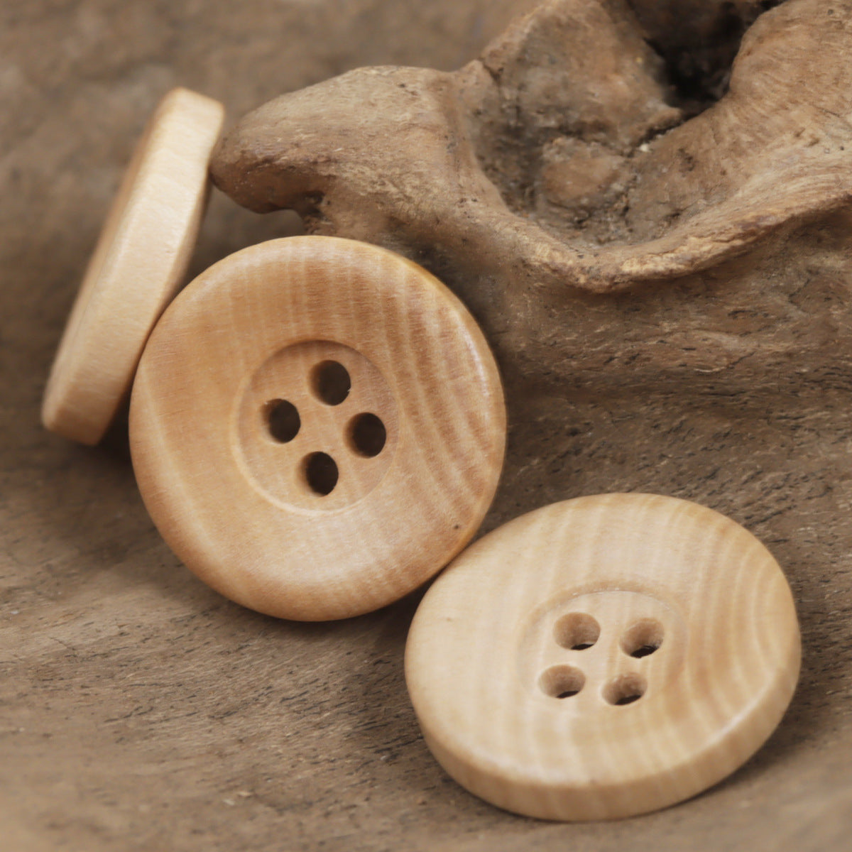 Bowl-Shaped Wooden Buttons for Children's Handmade Knitting 30pcs