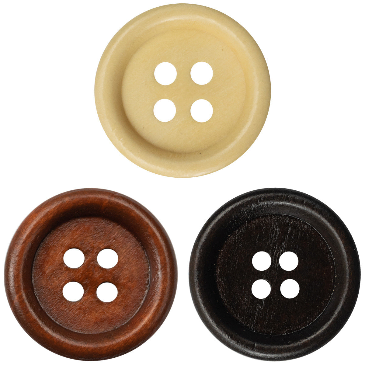 Vintage Round Four-Hole Wooden Buttons 50pcs