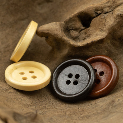 Vintage Round Four-Hole Wooden Buttons 50pcs