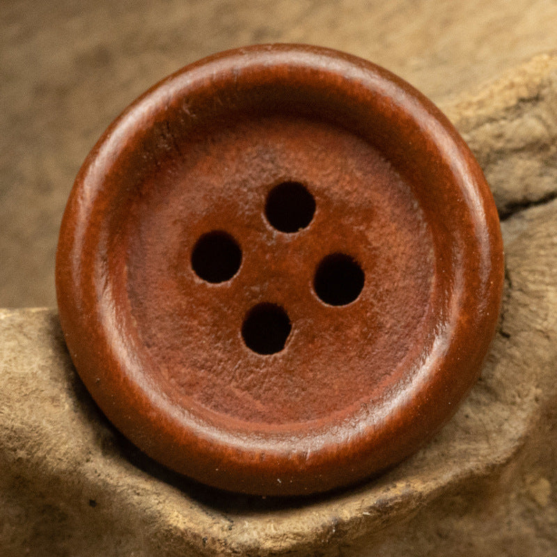 Vintage Round Four-Hole Wooden Buttons 50pcs