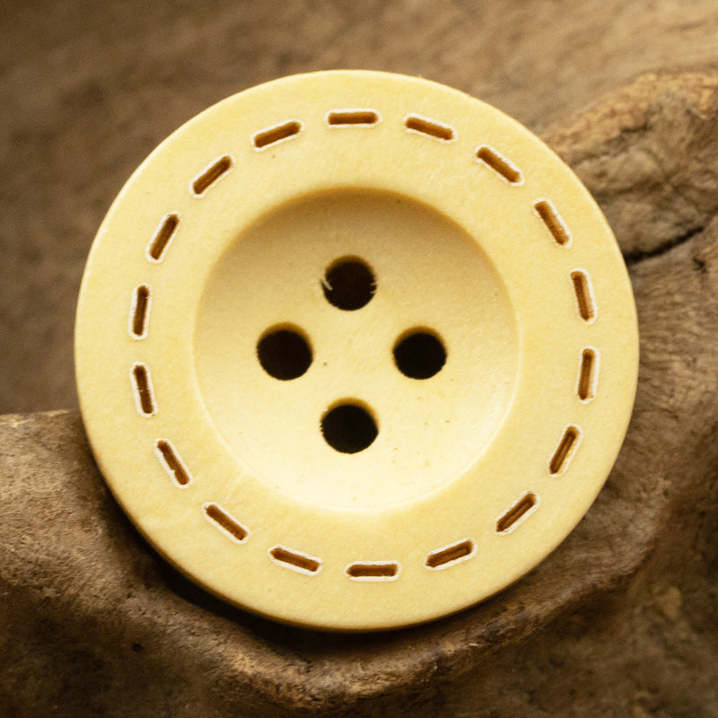 Vintage Round Four-Hole Wooden Buttons 50pcs