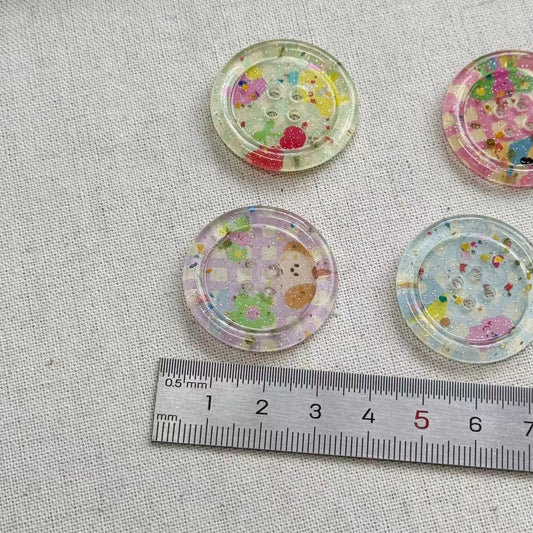 25MM Sparkling Pink Round 4-Hole Resin Buttons 40 Pack