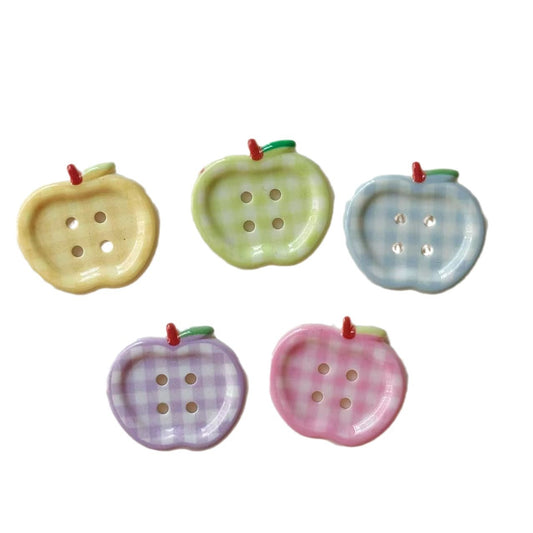 25MM Printed Plaid Apple 4-Hole Resin Buttons 50 Pack