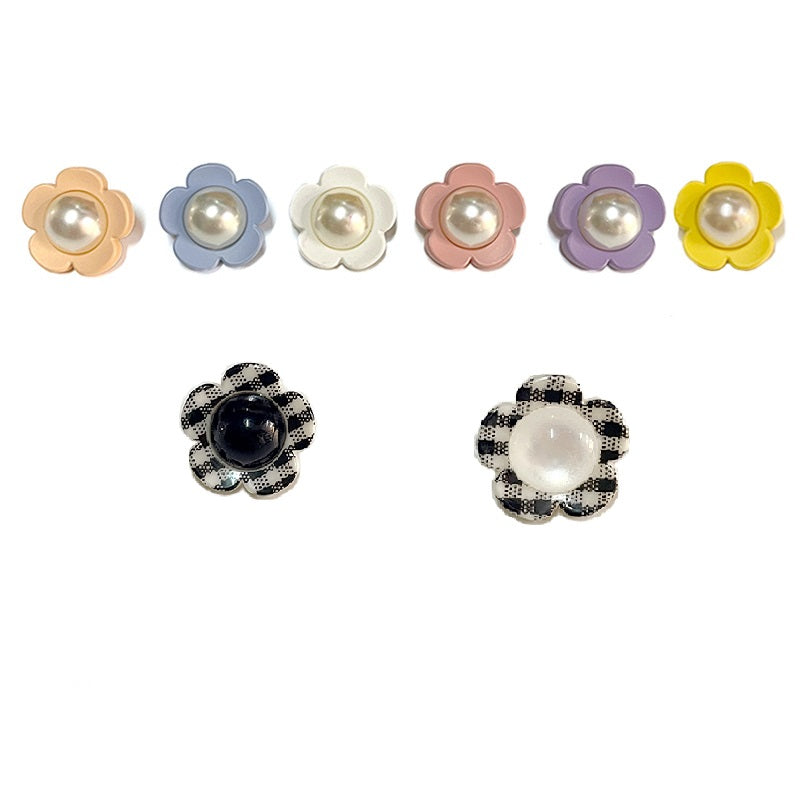 15-25mm Colorful Plastic Pearl Flower Shank Buttons for Children's Clothing Jackets 200 Pack