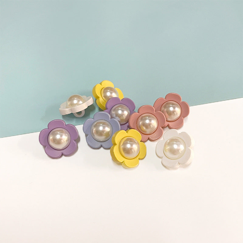 15-25mm Colorful Plastic Pearl Flower Shank Buttons for Children's Clothing Jackets 200 Pack