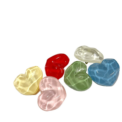 21mm Heart-Shaped Resin Shank Buttons Concavo-Convex Surface for Children's Clothing 48 Pack