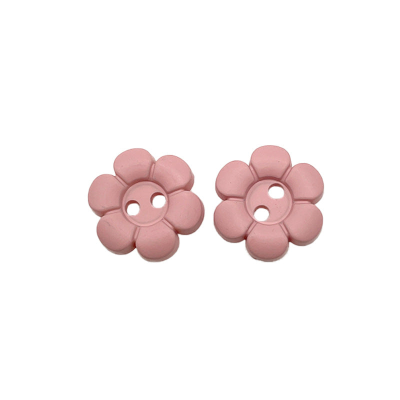 11.5mm Colorful Plastic Flower-Shaped Two-Hole Buttons for Children's Clothing 100PCS