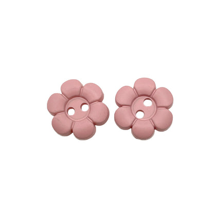 11.5mm Colorful Plastic Flower-Shaped Two-Hole Buttons for Children's Clothing 100PCS