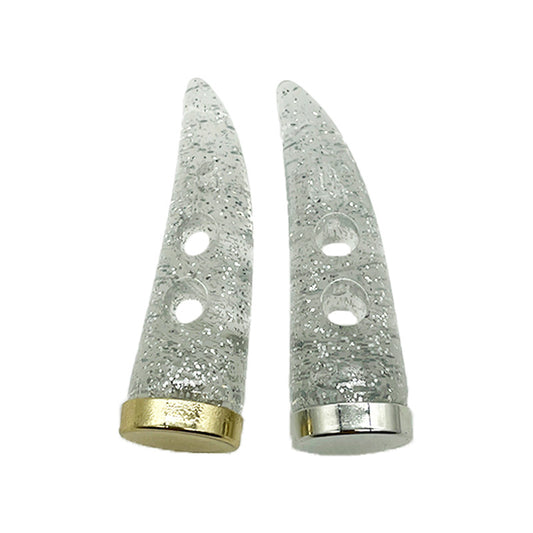 55mm Hoornvormige Hars Toggle Knopen met Zilver Glitter en Parelluster 20st.