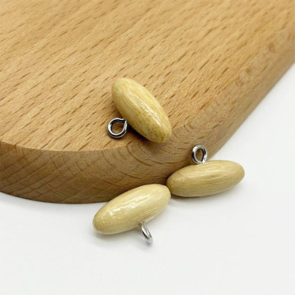 20mm Olive-Shaped Bamboo Buttons with Metal Shanks for Knitted Sweaters 30pcs