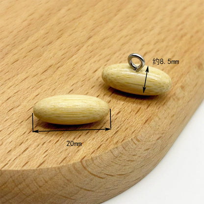 20mm Olive-Shaped Bamboo Buttons with Metal Shanks for Knitted Sweaters 30pcs