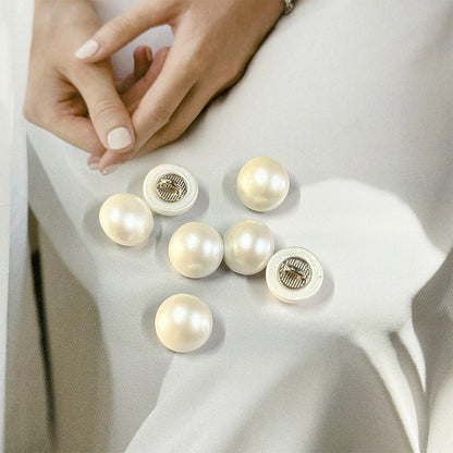 11.5mm White Pearl Buttons with Metal Base Shank for Shirt Cuffs Collars 40pcs