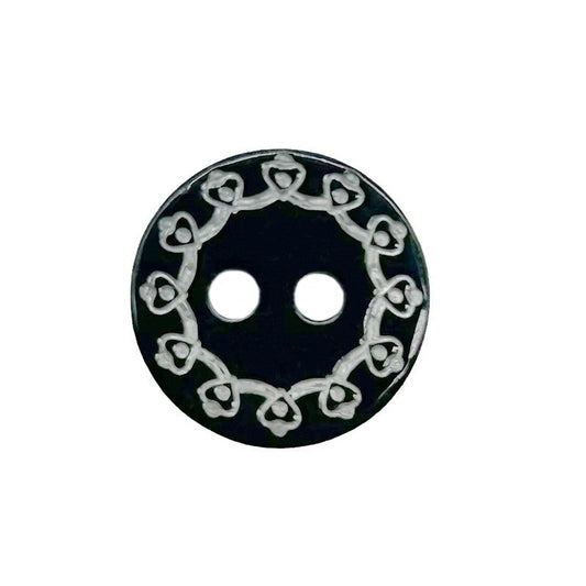 11.5mm Black Two-Hole Shell Shirt Buttons with Vintage Totem Carvings 30pcs