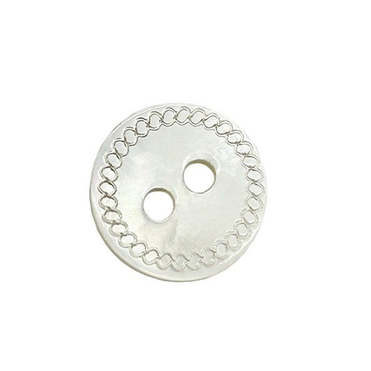 Botones de concha de perla blanca Mabe de dos agujeros de 10/11.8mm para ropa infantil 30pcs