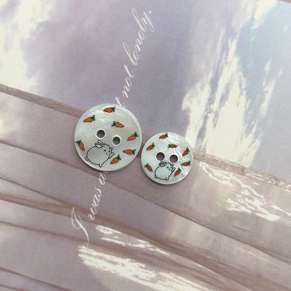 11.5/15mm Round 2-Hole Bunny and Carrot Shell Buttons for Children's Shirts Cardigans