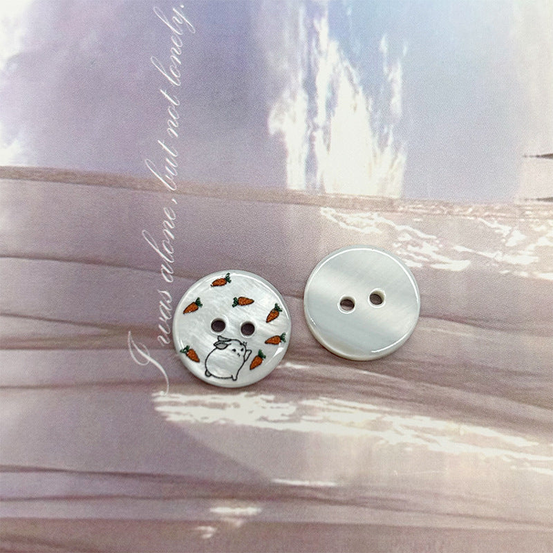 11.5/15mm Round 2-Hole Bunny and Carrot Shell Buttons for Children's Shirts Cardigans