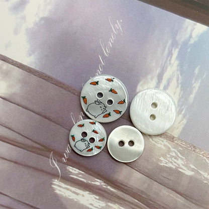 11.5/15mm Round 2-Hole Bunny and Carrot Shell Buttons for Children's Shirts Cardigans