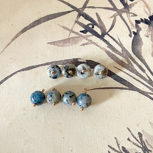 Boutons en perles de pierre gris-blanc vintage chinois de 10 mm pour cheongsam, 20 pièces