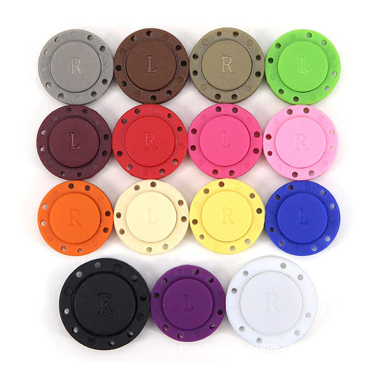 Boutons magnétiques ronds en nylon plastique coloré de 22/26 mm pour manteaux, sacs, rideaux - 10 pièces