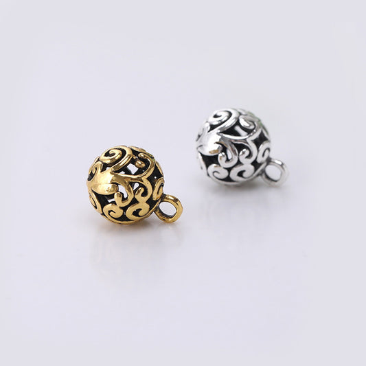 10mm Retro Gouden Zilveren Chinese Stijl Ronde Holle Wolk Metalen Knopen voor Cheongsam 100st.