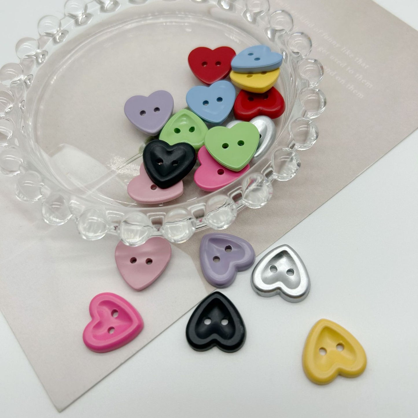 12/15mm Macaron Two Hole Heart Buttons for Children's Sweaters DIY 100 Pack