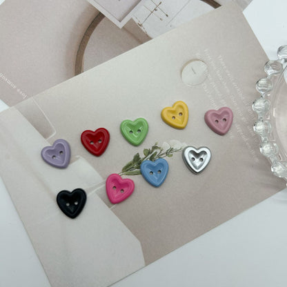 12/15mm Macaron Two Hole Heart Buttons for Children's Sweaters DIY 100 Pack