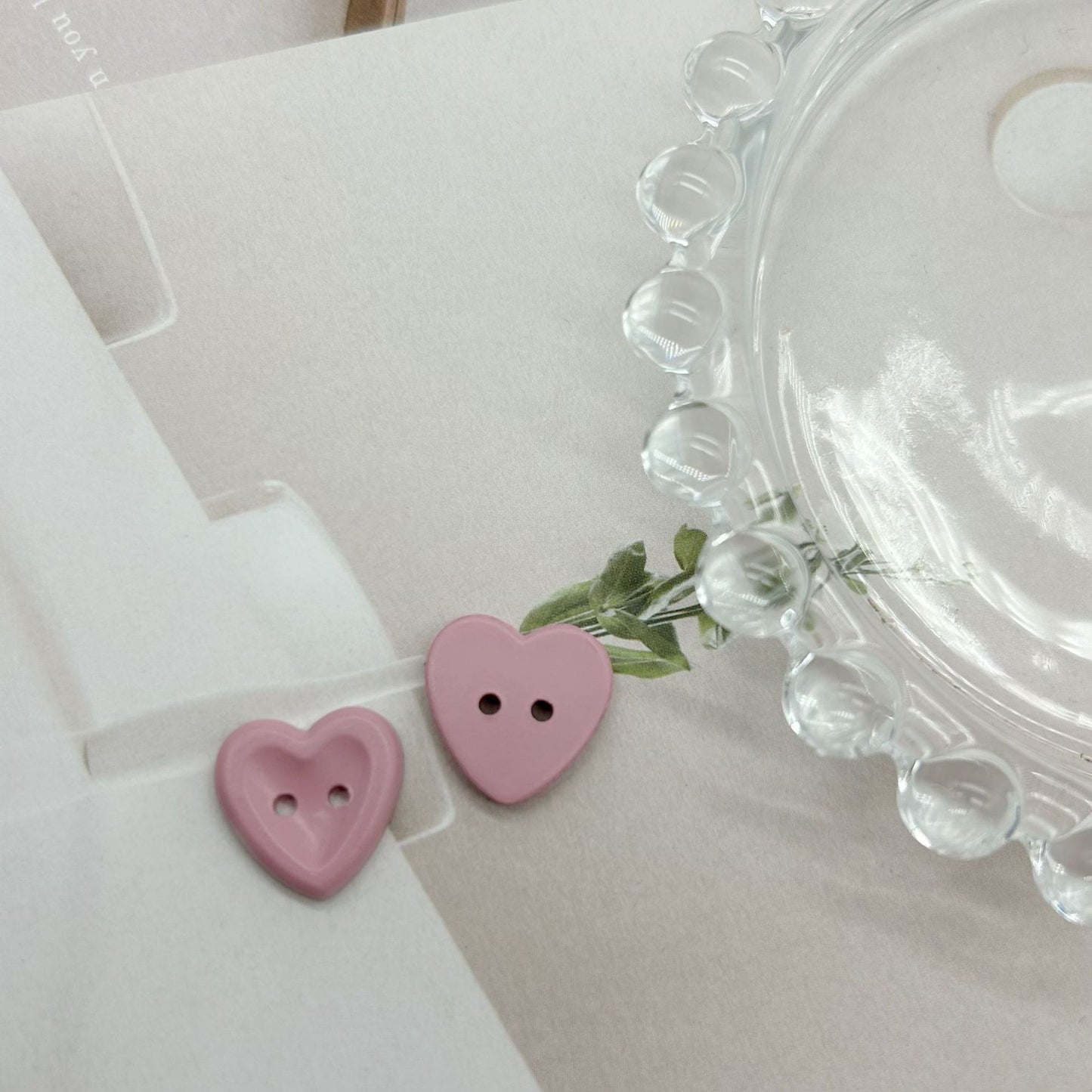 12/15mm Macaron Two Hole Heart Buttons for Children's Sweaters DIY 100 Pack