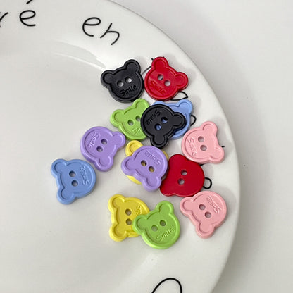 15/18mm Cartoon Teddy Bear Head Plastic Buttons for Children's Clothing 80 Pack