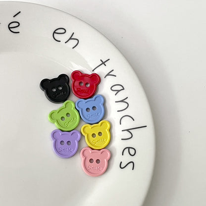 15/18mm Cartoon Teddy Bear Head Plastic Buttons for Children's Clothing 80 Pack