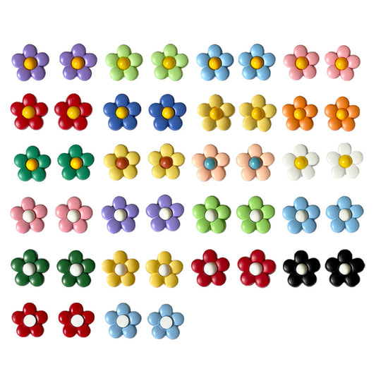 Botões de Flor Coloridos de Plástico com Base de 15/18mm para Roupa Infantil - Pacote de 44