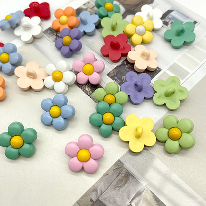 15/18mm Plastic Colorful Flower Shank Buttons for Children's Clothing 44 Pack