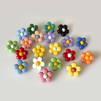 15/18mm Plastic Colorful Flower Shank Buttons for Children's Clothing 44 Pack