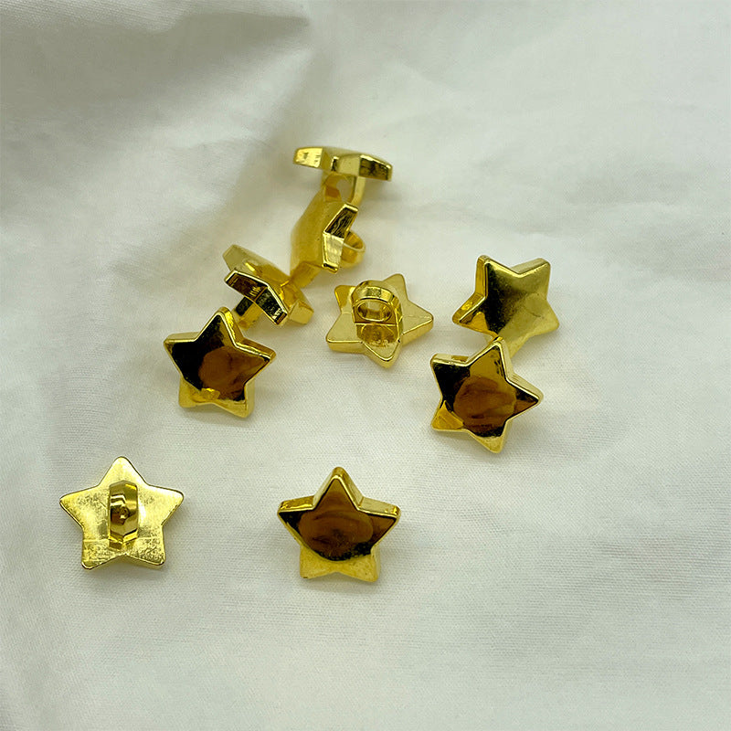 12,5/15mm Bottoni per Camicia in Plastica con Stelo, a Forma di Stella a Cinque Punte, in Oro Elettrolitico e Argento, 100 pezzi