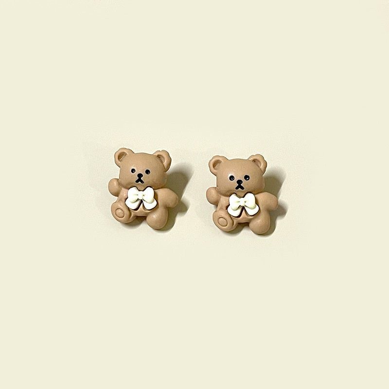 20mm Cartoon Brown Bear Resin Buttons with Metal Shanks for Children's Clothing 50pcs