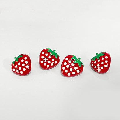 18mm Cartoon Red Strawberry Plastic Shank Buttons for Children's Garments 20pcs