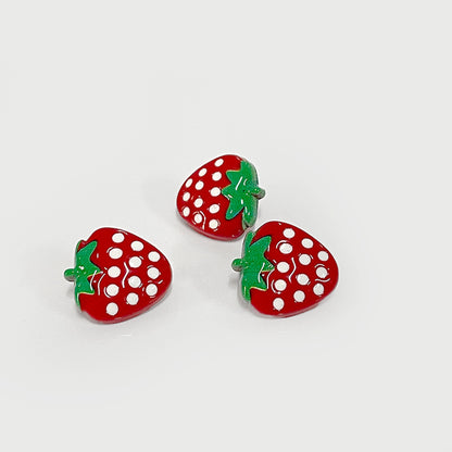 18mm Cartoon Red Strawberry Plastic Shank Buttons for Children's Garments 20pcs