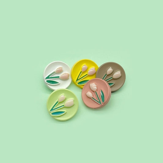 18/21.5/25mm Bottoni di Plastica a Forma di Tulipano per Giacche per Bambini 50 Pezzi (5 Colori)