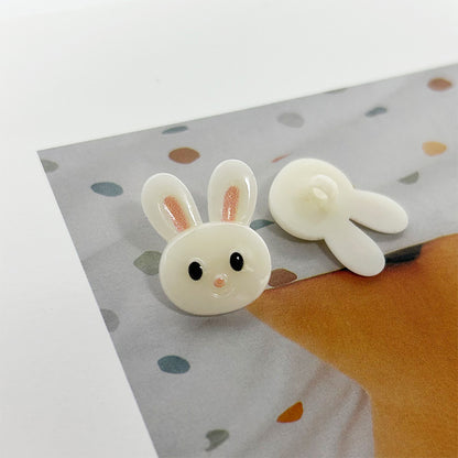 21.5x16.5mm Jelly White Little Rabbit Buttons with Shanks for Children 30pcs