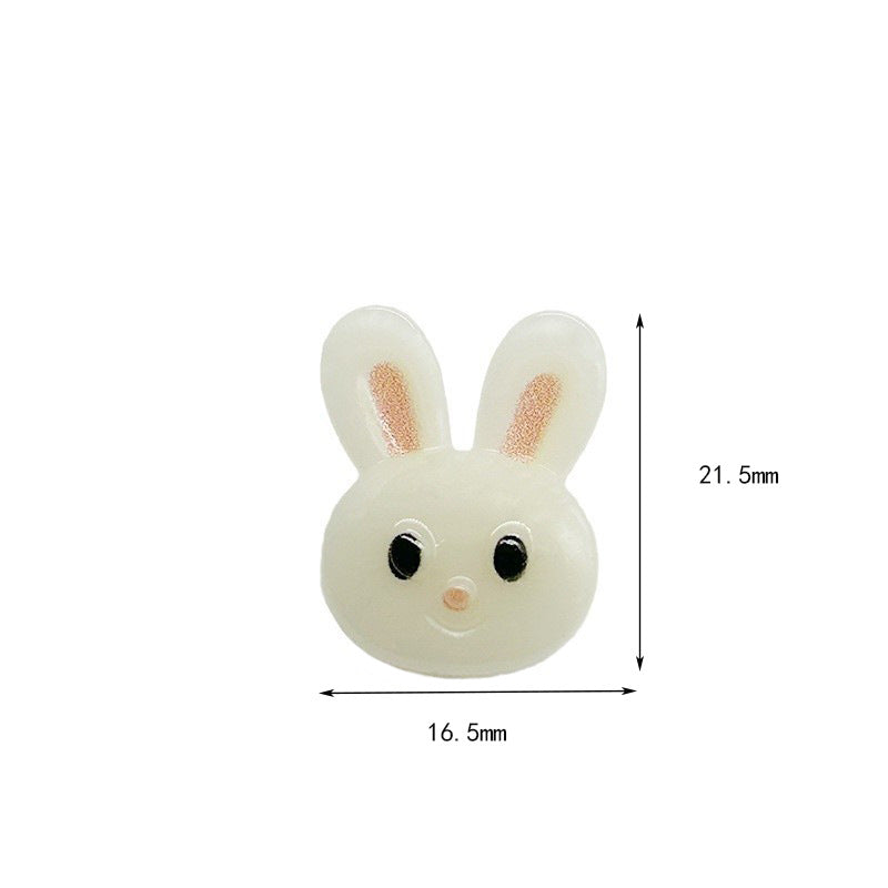 21.5x16.5mm Jelly White Little Rabbit Buttons with Shanks for Children 30pcs