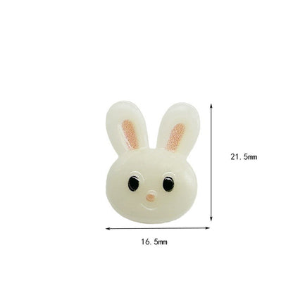 21.5x16.5mm Jelly White Little Rabbit Buttons with Shanks for Children 30pcs