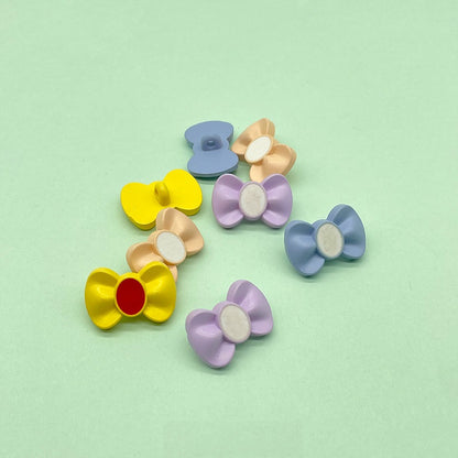 21.5mm Colorful Bow-Shaped Plastic Buttons with Shanks for Children's Clothing 200 Pack