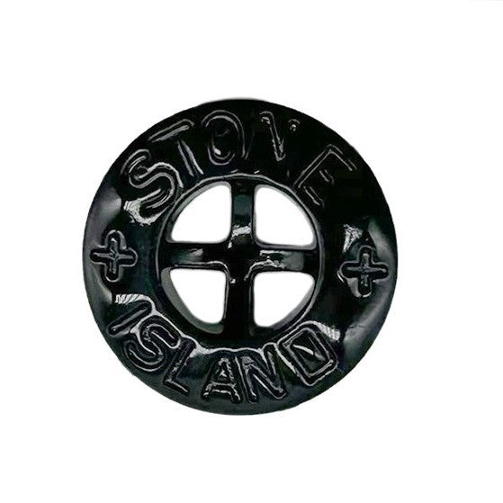 14/20mm Stone Island Mustat Nelireikäiset Muoviset Koristepainikkeet 100kpl