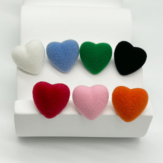 17.5mm Colorful Flocked Heart Buttons for Sweaters Knitwear Coats 56 Pack