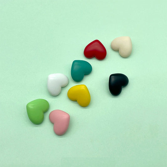 18/21.5mm Colorful Heart-Shaped Plastic Shank Buttons for Children's Garments 48 Pack