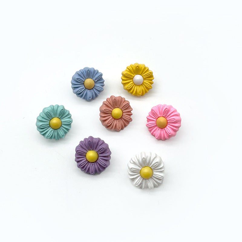 12.5/18mm Colorful Cartoon Daisies Flower Plastic Buttons for Children's Sleepwear 70 Pack