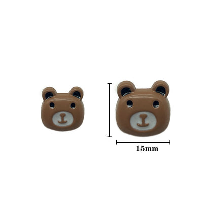 15mm Cartoon Colorful Bear Head Plastic Shank Buttons for Children's Sweaters 50 Pack