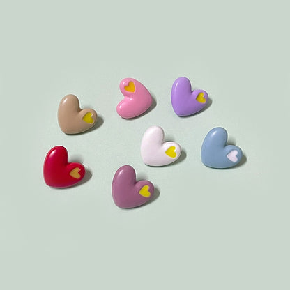 15/18mm Cartoon Cute Colorful Heart-Shaped Children's Buttons with Shanks 70 Pack