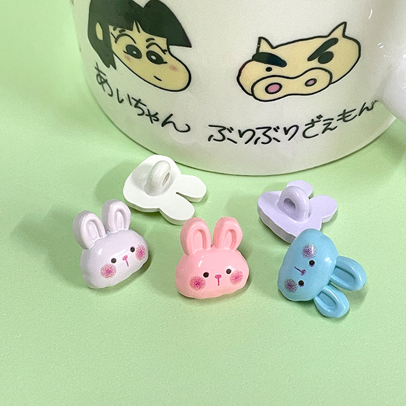 15/21mm Colorful Cartoon Bunny Plastic Buttons for Children's Handmade DIY 50 Pack