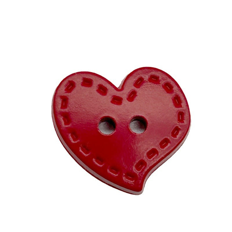 15/18mm Bottoni di Plastica a Forma di Cuore con Linea Punteggiata Color Macaron 2 Fori 54 Pezzi